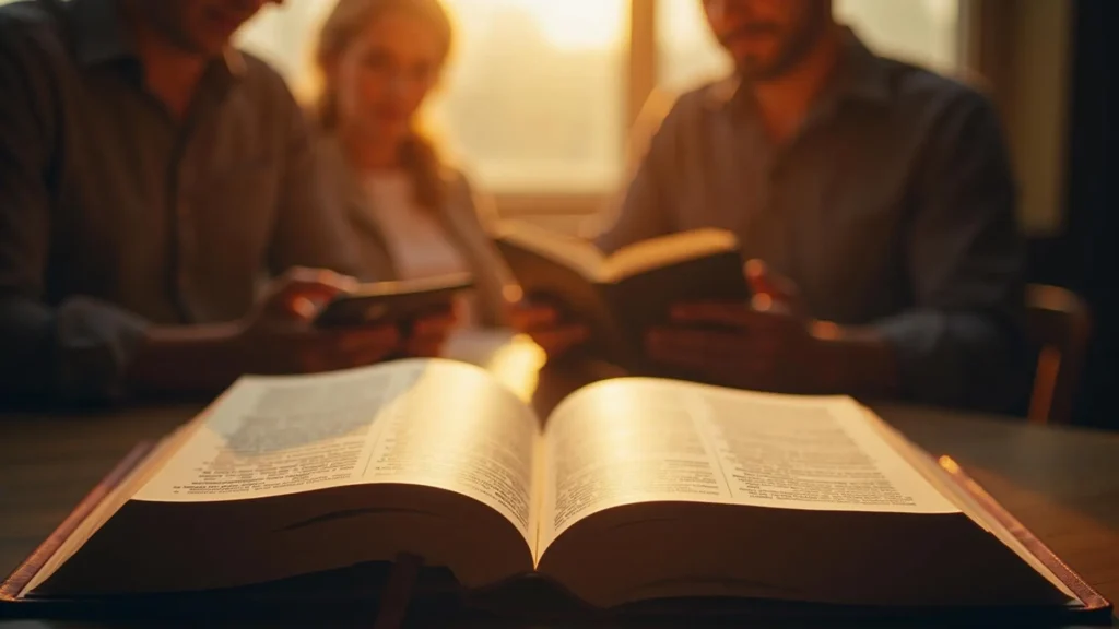 Open Bible during a group Bible study